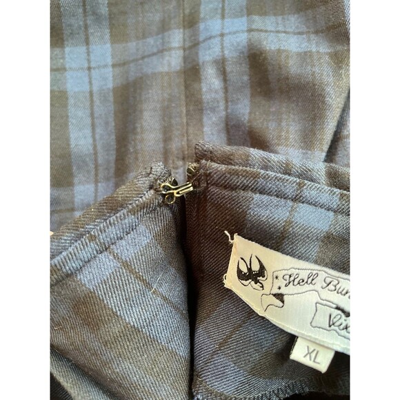 Hell Bunny Vixen Doralee Pencil Dress Peter Pan Collar Navy Black Plaid Retro XL - Picture 9 of 16